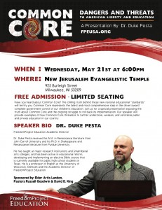 Dr. Duke Pesta Presentation Flyer - Milwaukee
